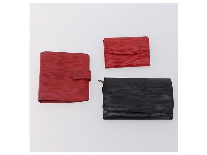 Cartera LOUIS VUITTON Epi Vernis Taiga 7 Set Roja Negra Marrón LV Auth 144728 Castaño Negro - vista 6