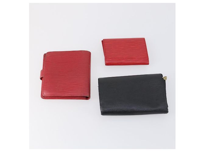 Cartera LOUIS VUITTON Epi Vernis Taiga 7 Set Roja Negra Marrón LV Auth 144728 Castaño Negro - vista 7