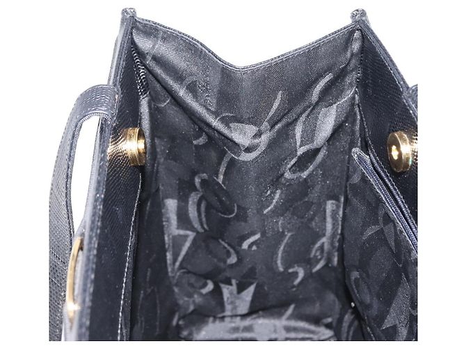 Salvatore Ferragamo Vala Präge-Tote aus Leder in Schwarz und Gold Auth BA7328 Golden - Ansicht 18