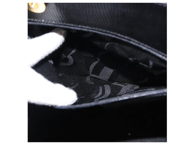 Salvatore Ferragamo Vala Präge-Tote aus Leder in Schwarz und Gold Auth BA7328 Golden - Ansicht 19