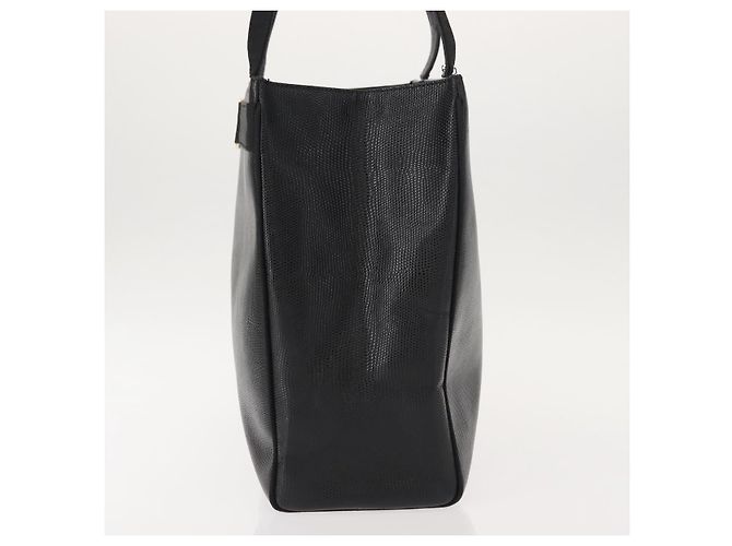 Salvatore Ferragamo Vala Präge-Tote aus Leder in Schwarz und Gold Auth BA7328 Golden - Ansicht 3