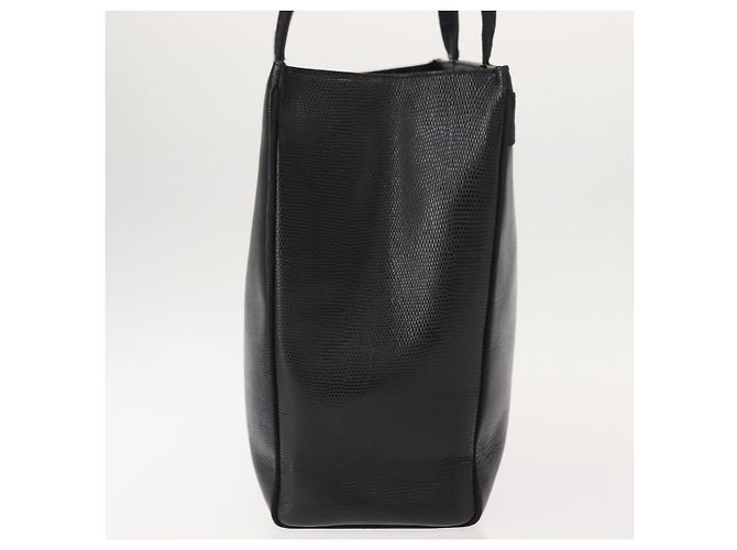 Salvatore Ferragamo Vala Präge-Tote aus Leder in Schwarz und Gold Auth BA7328 Golden - Ansicht 4