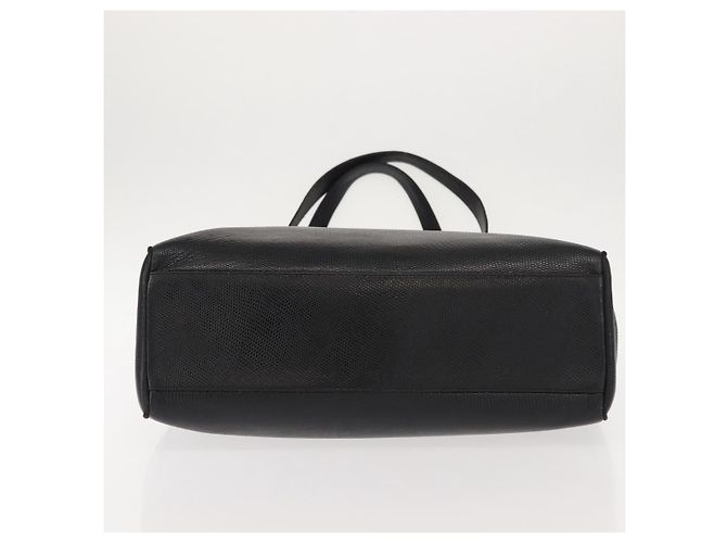 Salvatore Ferragamo Vala Präge-Tote aus Leder in Schwarz und Gold Auth BA7328 Golden - Ansicht 5