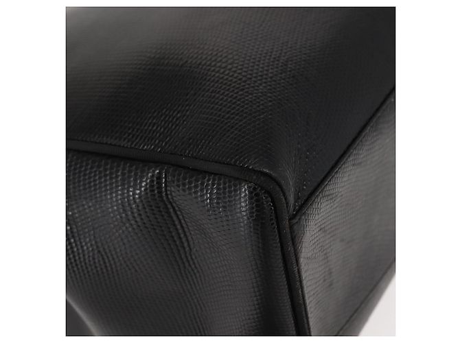 Salvatore Ferragamo Vala Präge-Tote aus Leder in Schwarz und Gold Auth BA7328 Golden - Ansicht 9