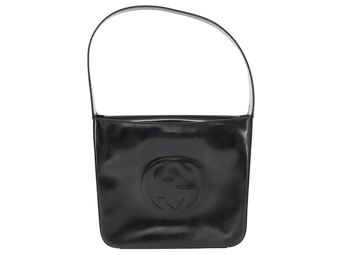 Borsa a Spalla GUCCI Smalto Nero Argento Auth 145286 - vista 13