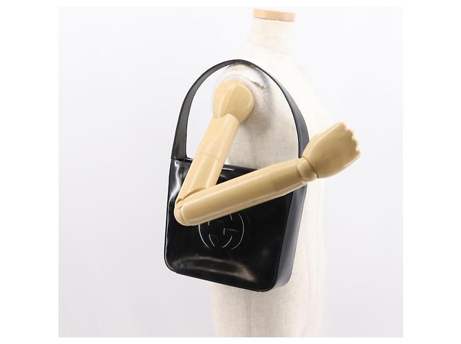 Borsa a Spalla GUCCI Smalto Nero Argento Auth 145286 - vista 20
