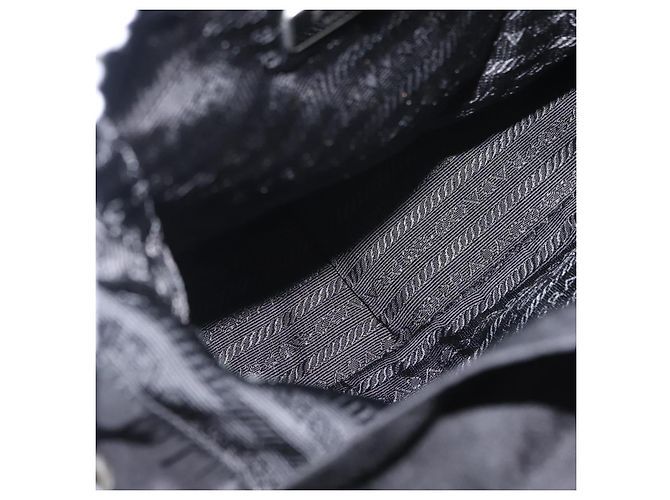 Borsa a Spalla PRADA Nylon Nero Argento Autentica 147527 - vista 11