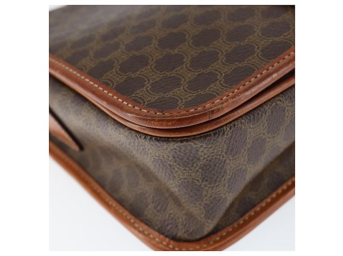 Céline Borsa a Spalla in Tela Macadam CELINE in Pelle PVC Marrone Oro Auth 149062 D'oro - vista 14