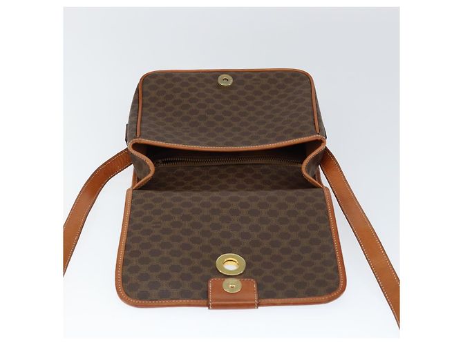 Céline Borsa a Spalla in Tela Macadam CELINE in Pelle PVC Marrone Oro Auth 149062 D'oro - vista 18