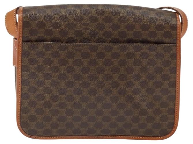 Céline Borsa a Spalla in Tela Macadam CELINE in Pelle PVC Marrone Oro Auth 149062 D'oro - vista 2