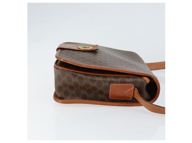 Céline Borsa a Spalla in Tela Macadam CELINE in Pelle PVC Marrone Oro Auth 149062 D'oro - vista 3