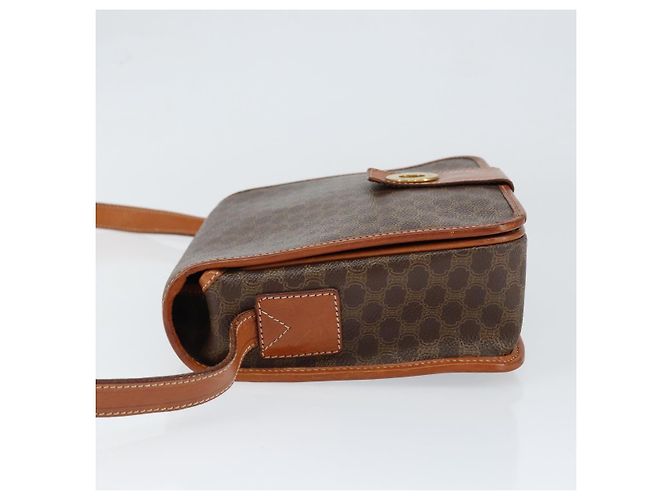 Céline Borsa a Spalla in Tela Macadam CELINE in Pelle PVC Marrone Oro Auth 149062 D'oro - vista 4