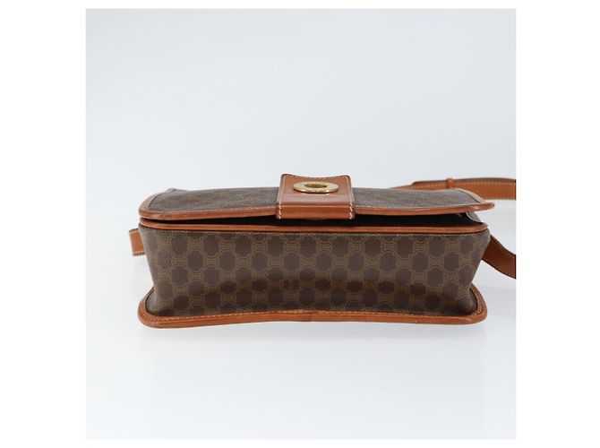 Céline Borsa a Spalla in Tela Macadam CELINE in Pelle PVC Marrone Oro Auth 149062 D'oro - vista 5