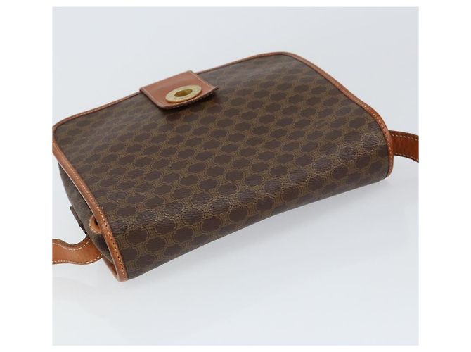 Céline Borsa a Spalla in Tela Macadam CELINE in Pelle PVC Marrone Oro Auth 149062 D'oro - vista 6