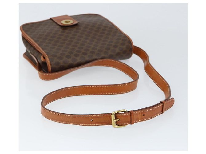 Céline Borsa a Spalla in Tela Macadam CELINE in Pelle PVC Marrone Oro Auth 149062 D'oro - vista 7