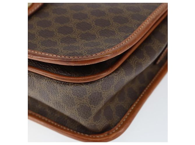 Céline Borsa a Spalla in Tela Macadam CELINE in Pelle PVC Marrone Oro Auth 149062 D'oro - vista 9