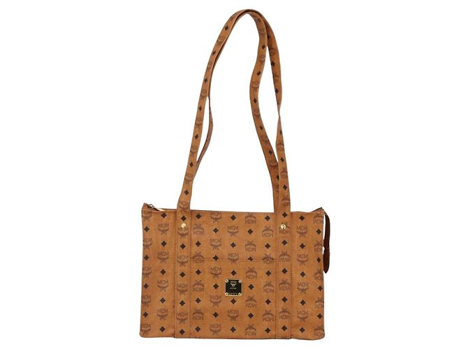 Borsa Tote MCM Logogram Vicetos in pelle PVC marrone e oro Auth gh1079 D'oro - vista 13
