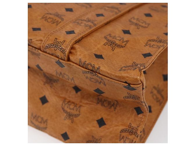 Borsa Tote MCM Logogram Vicetos in pelle PVC marrone e oro Auth gh1079 D'oro - vista 16