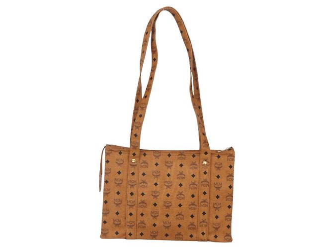 Borsa Tote MCM Logogram Vicetos in pelle PVC marrone e oro Auth gh1079 D'oro - vista 2