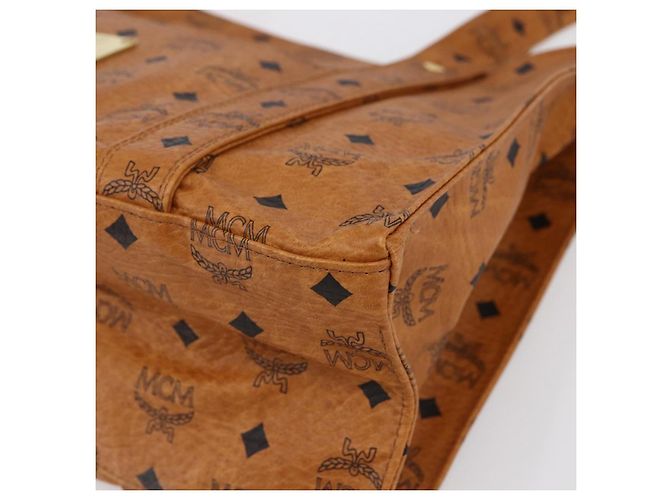 Borsa Tote MCM Logogram Vicetos in pelle PVC marrone e oro Auth gh1079 D'oro - vista 8