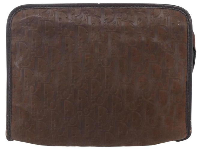 Clutch in tela Trotter Christian Dior marrone Auth 148875 - vista 13