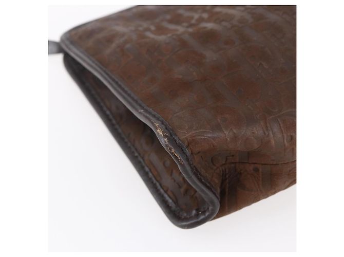 Clutch in tela Trotter Christian Dior marrone Auth 148875 - vista 14