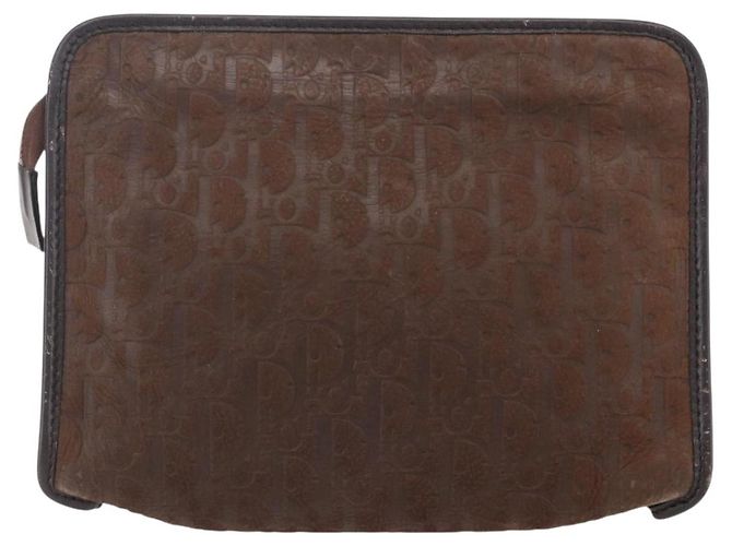Clutch in tela Trotter Christian Dior marrone Auth 148875 - vista 2