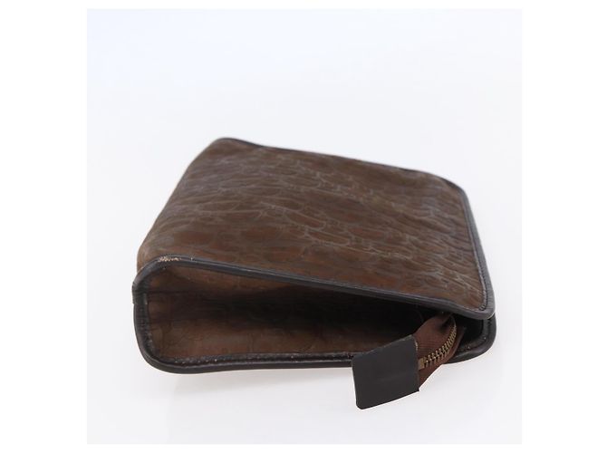 Clutch in tela Trotter Christian Dior marrone Auth 148875 - vista 4
