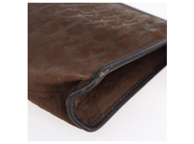 Clutch in tela Trotter Christian Dior marrone Auth 148875 - vista 7