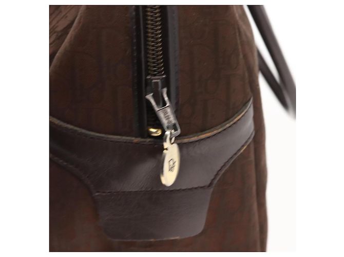 Borsa a mano in tela Trotter Christian Dior marrone oro Auth ep11591 - vista 11