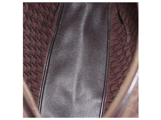 Borsa a mano in tela Trotter Christian Dior marrone oro Auth ep11591 - vista 12