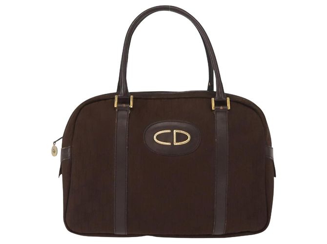 Borsa a mano in tela Trotter Christian Dior marrone oro Auth ep11591 - vista 13
