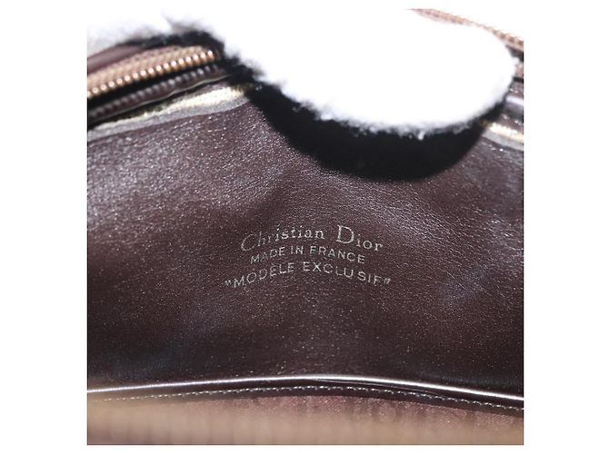 Borsa a mano in tela Trotter Christian Dior marrone oro Auth ep11591 - vista 17