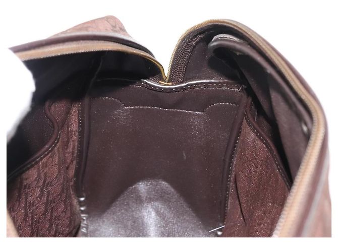 Borsa a mano in tela Trotter Christian Dior marrone oro Auth ep11591 - vista 19
