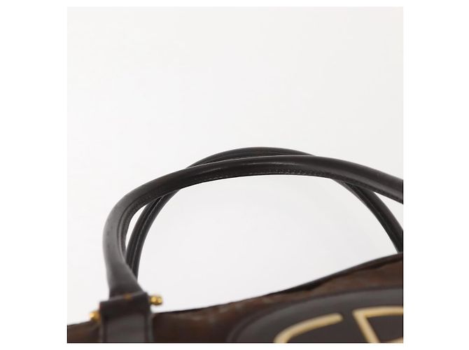 Borsa a mano in tela Trotter Christian Dior marrone oro Auth ep11591 - vista 8