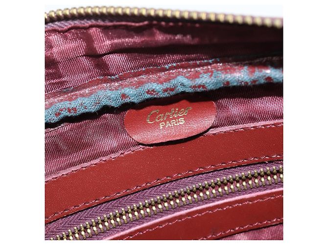Cartier Borsa a spalla Must Line in pelle bordeaux e oro Auth bs30552 D'oro Bordò - vista 10