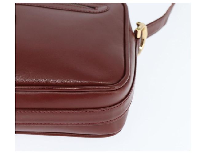 Cartier Borsa a spalla Must Line in pelle bordeaux e oro Auth bs30552 D'oro Bordò - vista 14