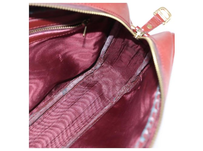 Cartier Borsa a spalla Must Line in pelle bordeaux e oro Auth bs30552 D'oro Bordò - vista 17
