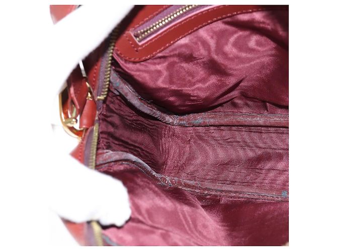 Cartier Borsa a spalla Must Line in pelle bordeaux e oro Auth bs30552 D'oro Bordò - vista 18