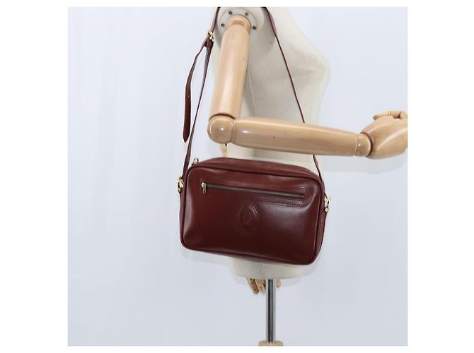 Cartier Borsa a spalla Must Line in pelle bordeaux e oro Auth bs30552 D'oro Bordò - vista 19