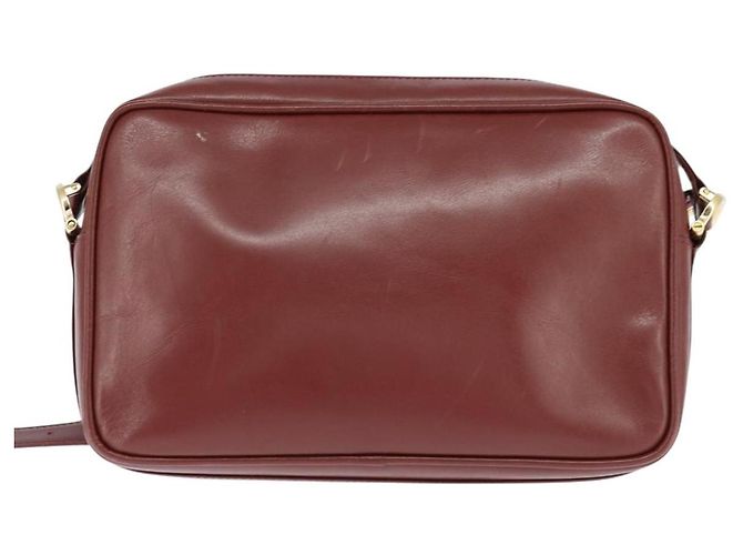 Cartier Borsa a spalla Must Line in pelle bordeaux e oro Auth bs30552 D'oro Bordò - vista 2