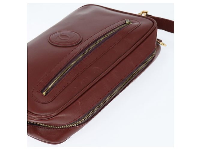 Cartier Borsa a spalla Must Line in pelle bordeaux e oro Auth bs30552 D'oro Bordò - vista 6