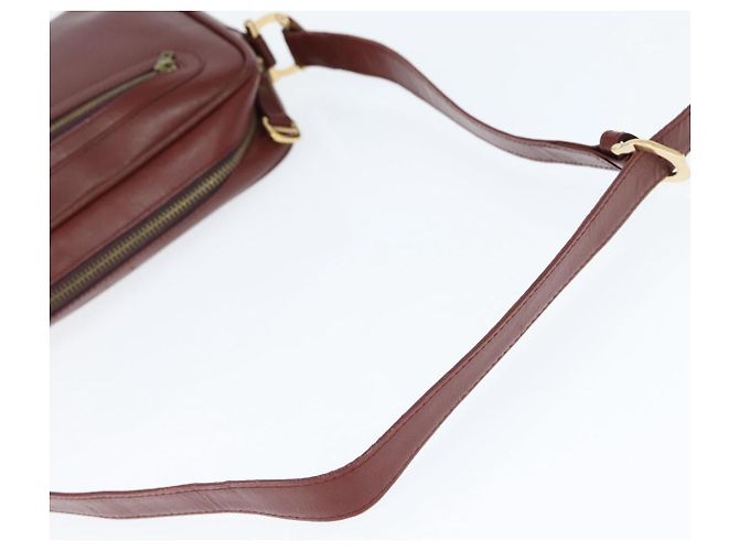 Cartier Borsa a spalla Must Line in pelle bordeaux e oro Auth bs30552 D'oro Bordò - vista 7