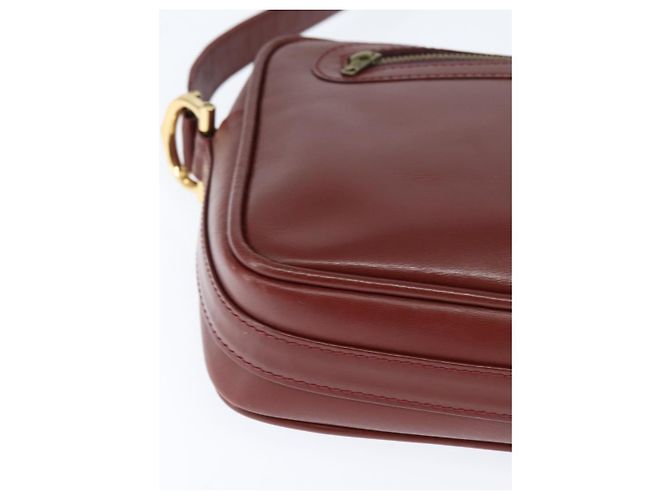 Cartier Borsa a spalla Must Line in pelle bordeaux e oro Auth bs30552 D'oro Bordò - vista 9