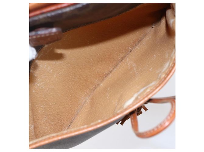 Céline Borsa a Spalla in Tela Macadam CELINE in Pelle PVC Marrone Oro Auth 151051 D'oro - vista 11