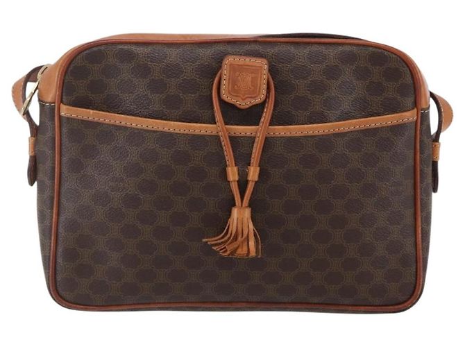 Céline Borsa a Spalla in Tela Macadam CELINE in Pelle PVC Marrone Oro Auth 151051 D'oro - vista 13