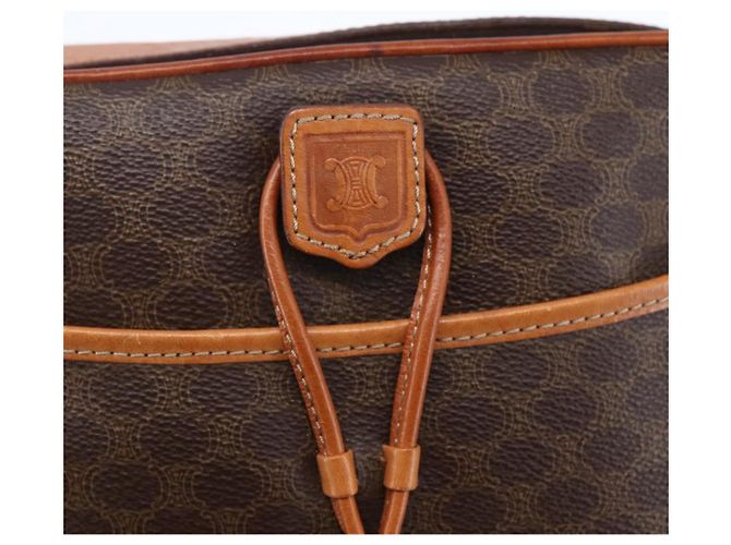Céline Borsa a Spalla in Tela Macadam CELINE in Pelle PVC Marrone Oro Auth 151051 D'oro - vista 18