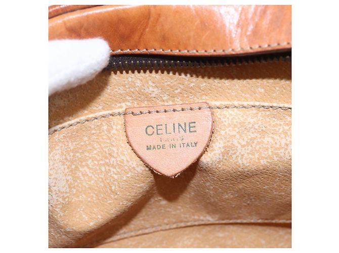 Céline Borsa a Spalla in Tela Macadam CELINE in Pelle PVC Marrone Oro Auth 151051 D'oro - vista 19