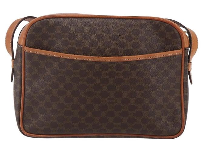 Céline Borsa a Spalla in Tela Macadam CELINE in Pelle PVC Marrone Oro Auth 151051 D'oro - vista 2