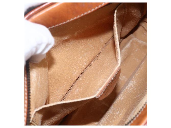 Céline Borsa a Spalla in Tela Macadam CELINE in Pelle PVC Marrone Oro Auth 151051 D'oro - vista 22